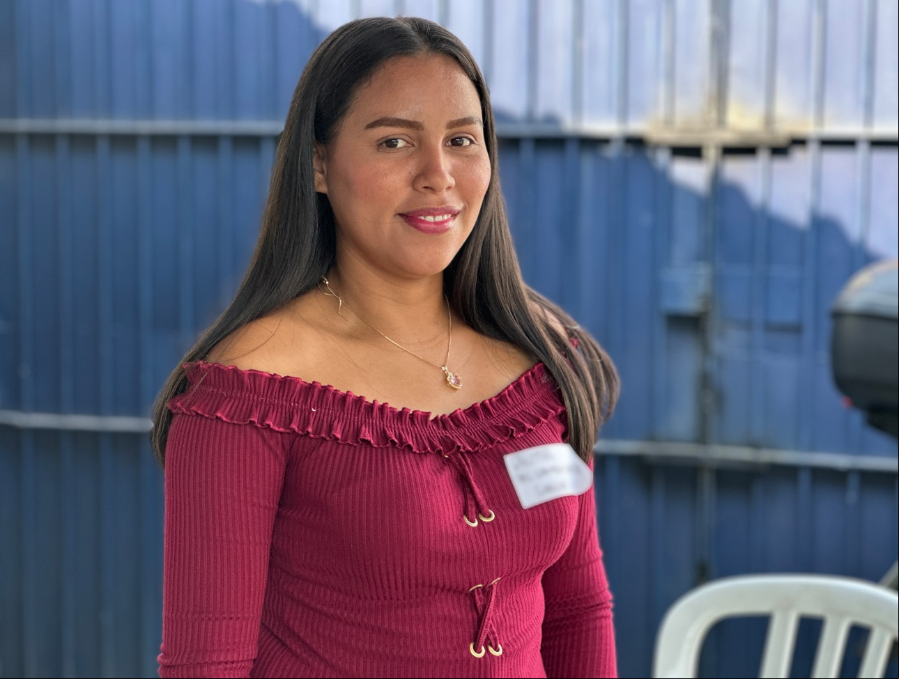 Feira Trampolim de Empregabilidade - Greymar Há dois meses no Brasil, a venezuelana Greymar participou com otimismo da feira