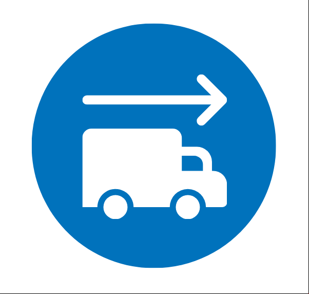 An icon of a vehicle and an arrow to the right
