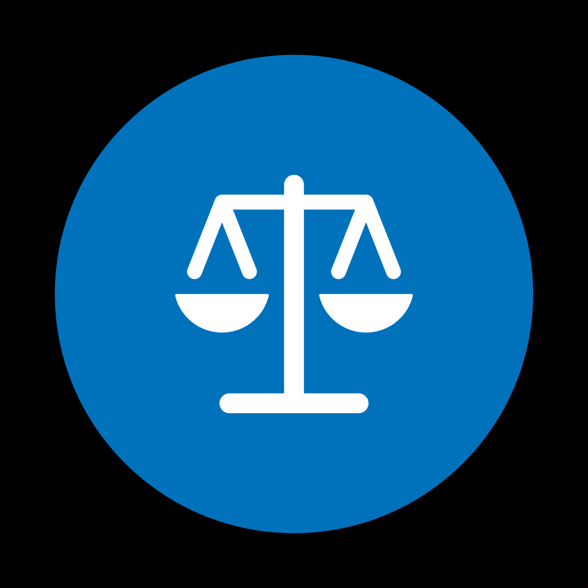 An icon of a set of scales to represent justice
