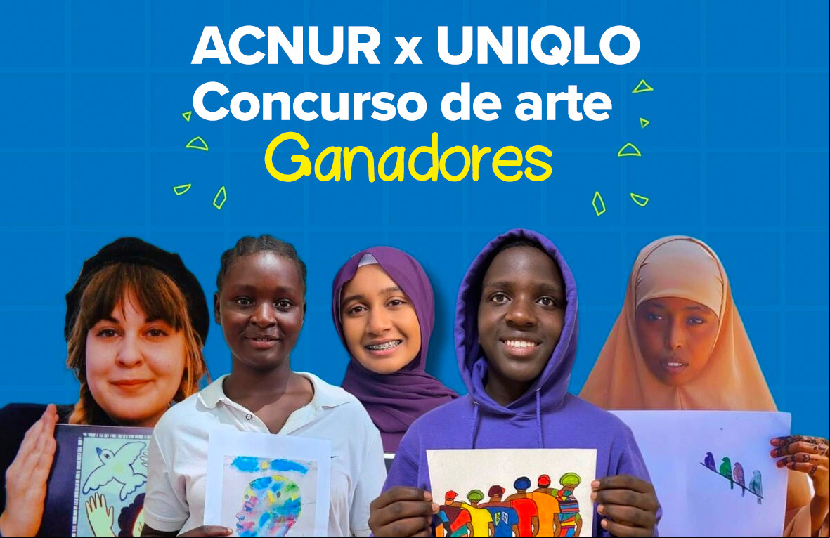 Collage de los cinco ganadores del concurso con sus diseños.